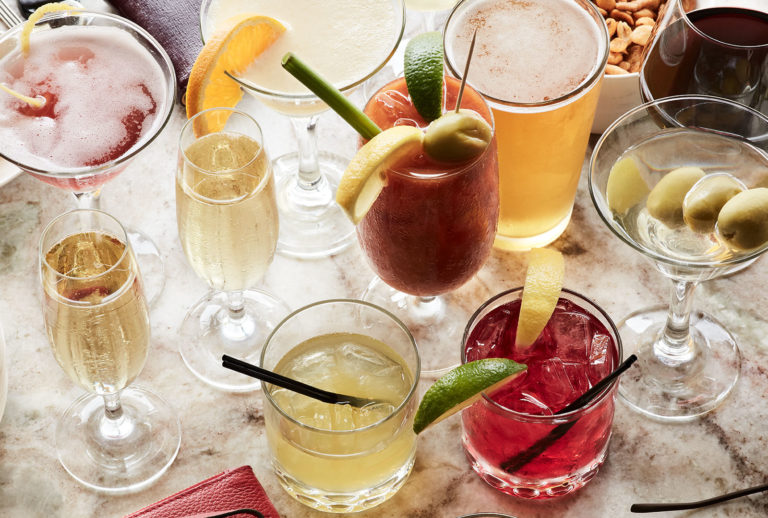 Assortment of cocktails and beers from local breweries available at the Little America Hotel in Salt Lake City.