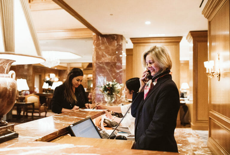 Little America Concierge on the phone
