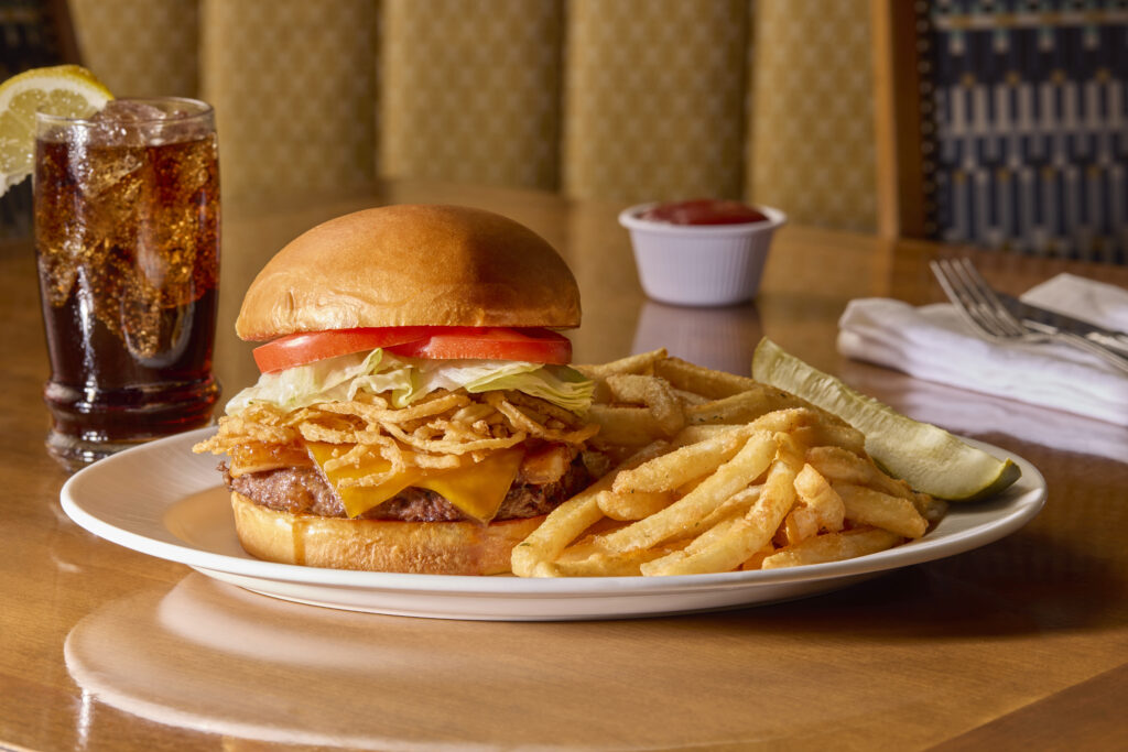 Cheeseburger and fries from the Coffee Shop