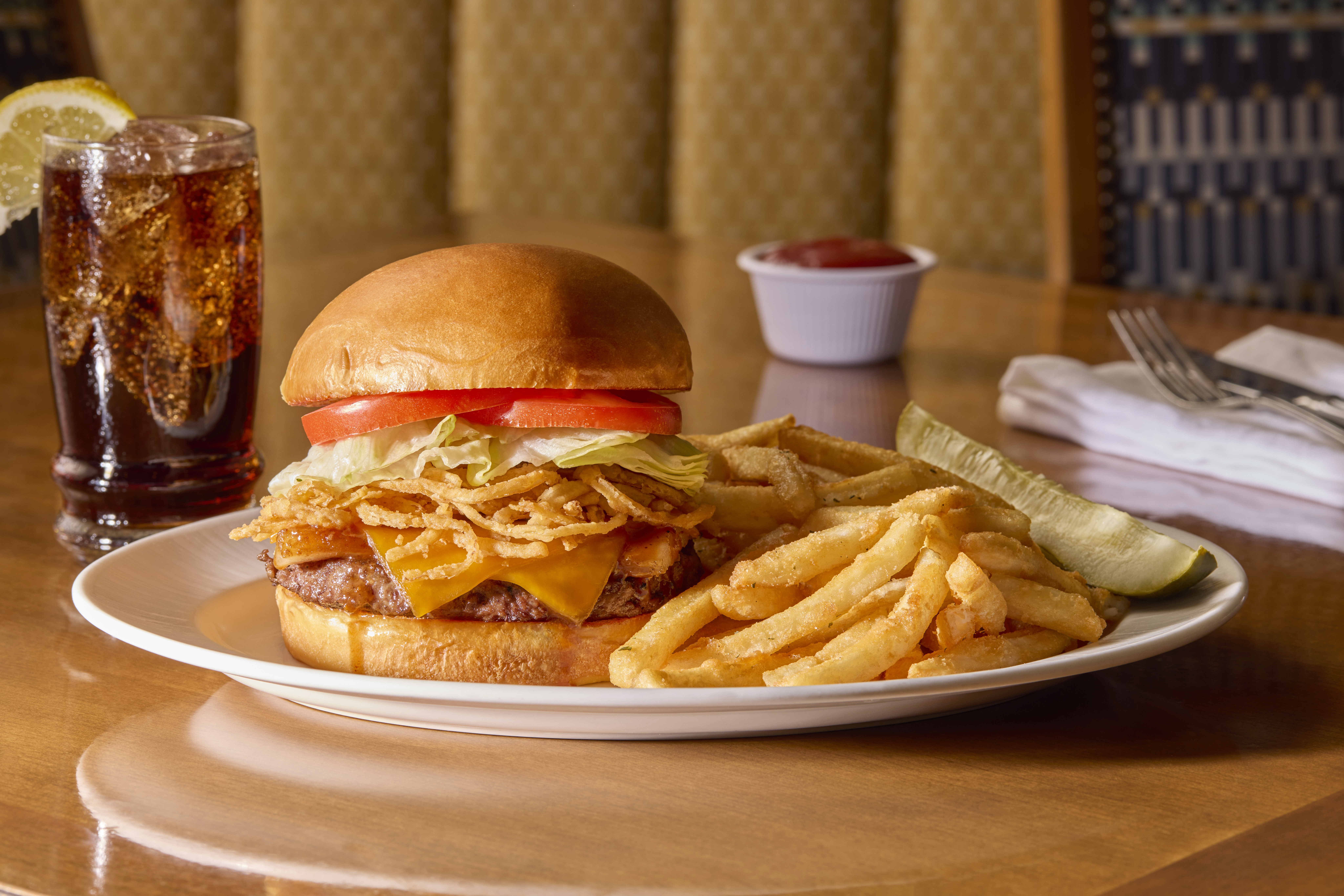Cheeseburger and fries from the Coffee Shop